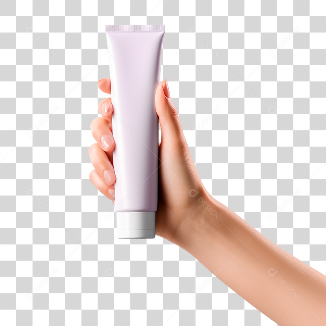 Mão Segurando Tubo de Creme PNG Transparente
