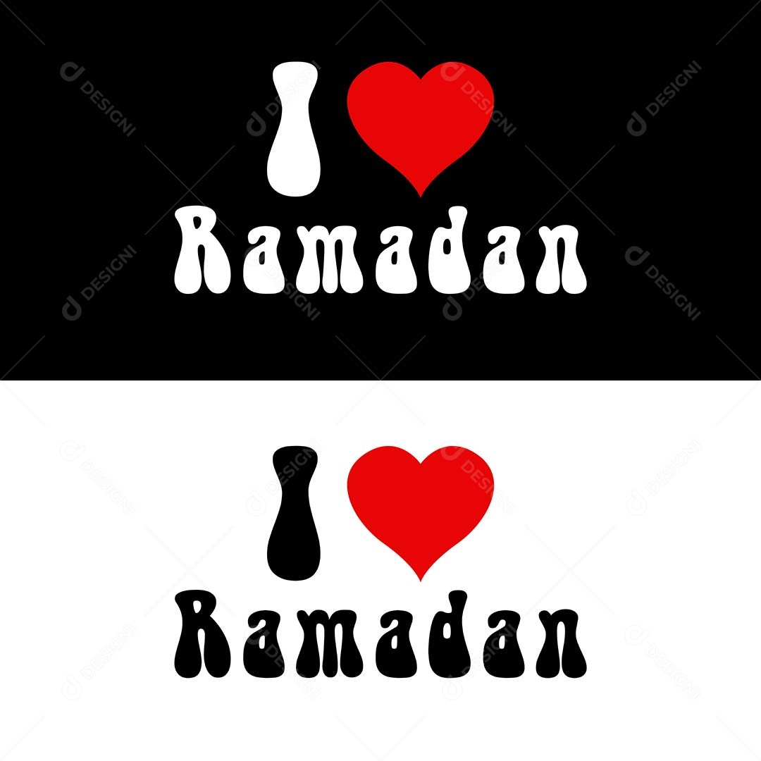 Lettering Eu Amo Ramadan Ilustração Vetor EPS