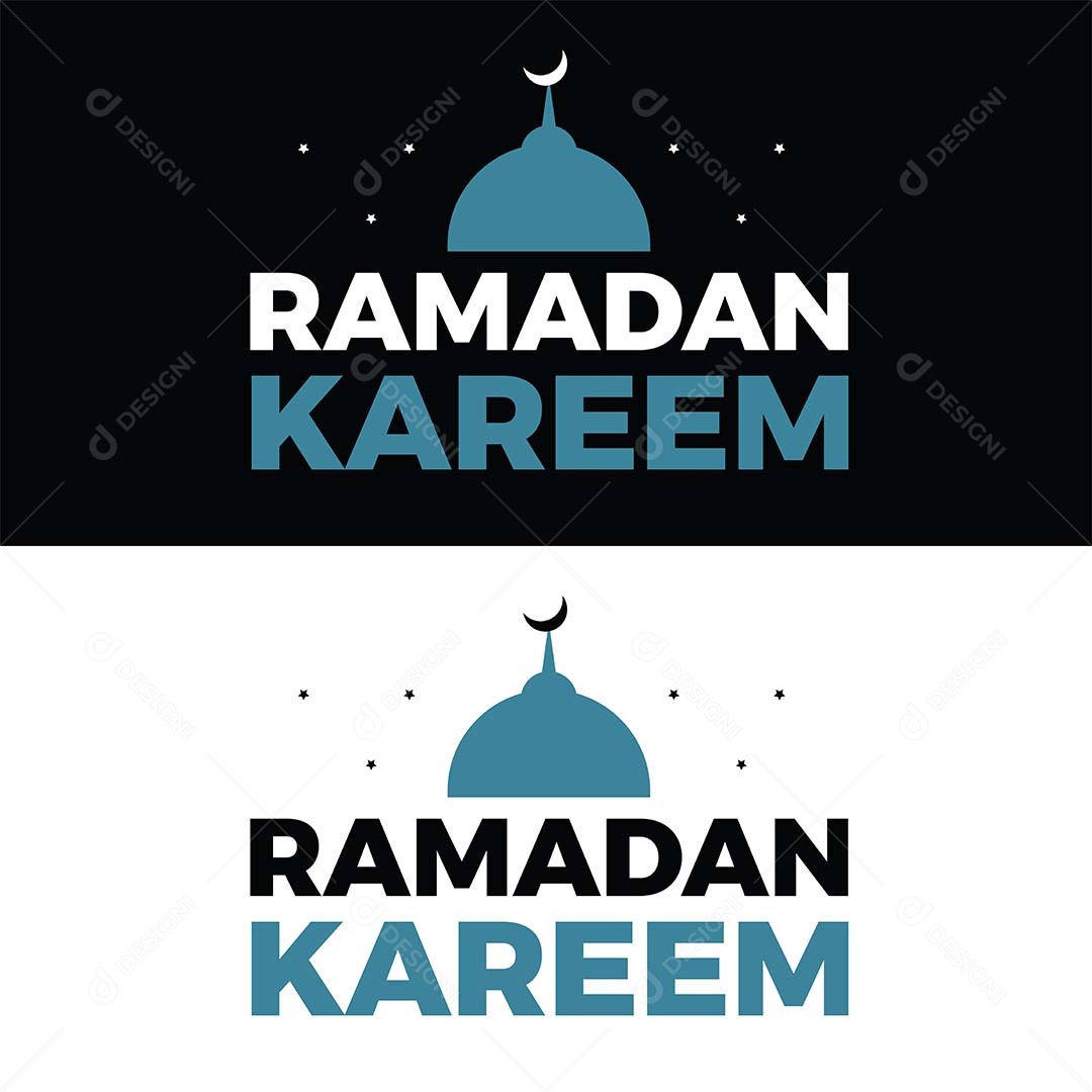 Lettering Ramadan Kareem Ilustração Vetor EPS
