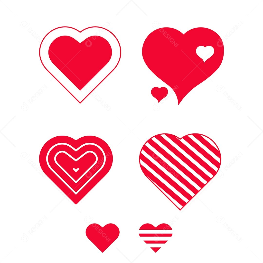 Conjunto de Corações Ilustração Vetor EPS