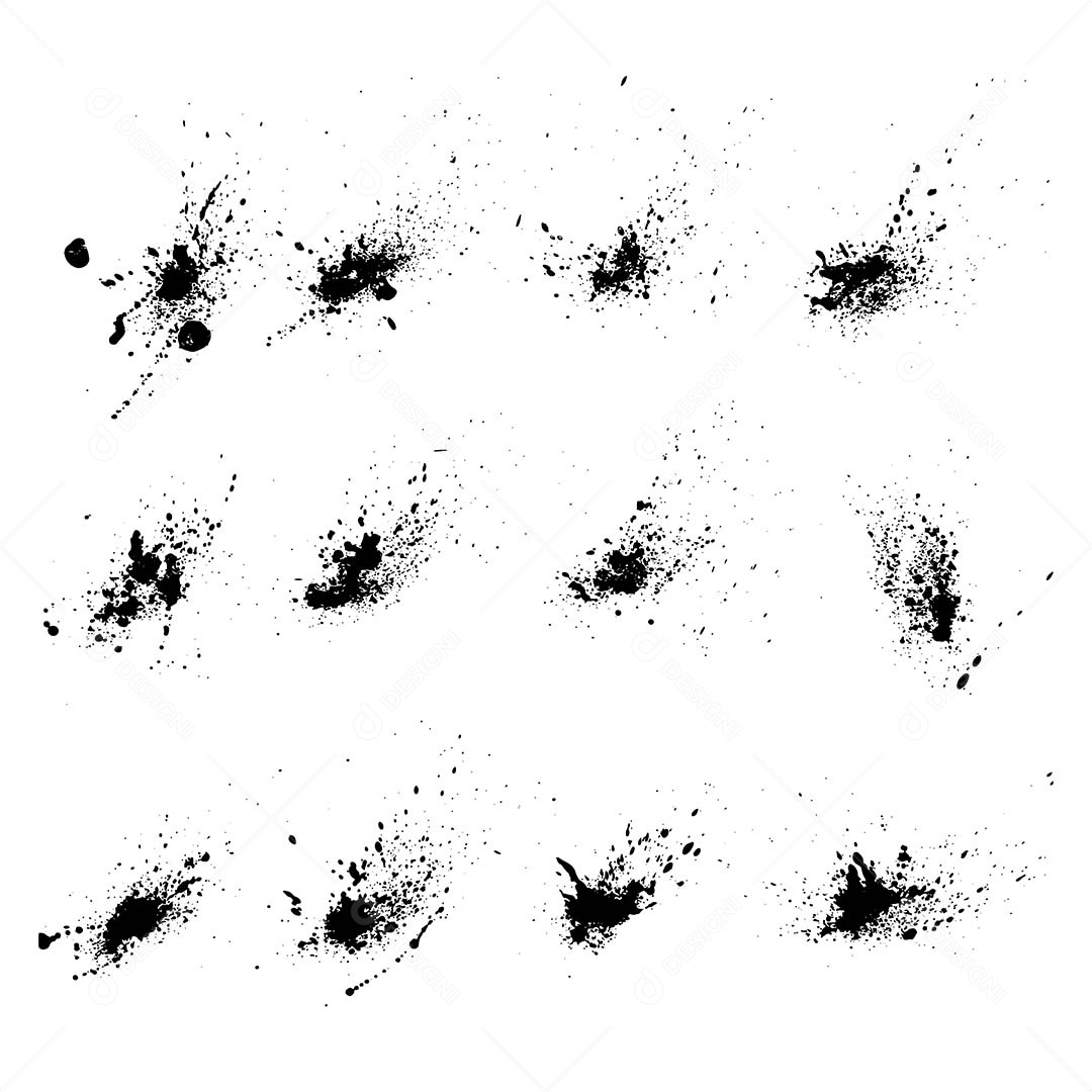 Conjunto de Respingos Grunge Ilustração Vetor EPS
