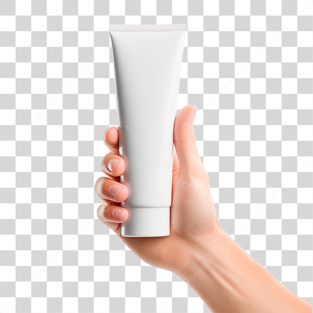 Mão Segurando Tubo de Creme PNG Transparente