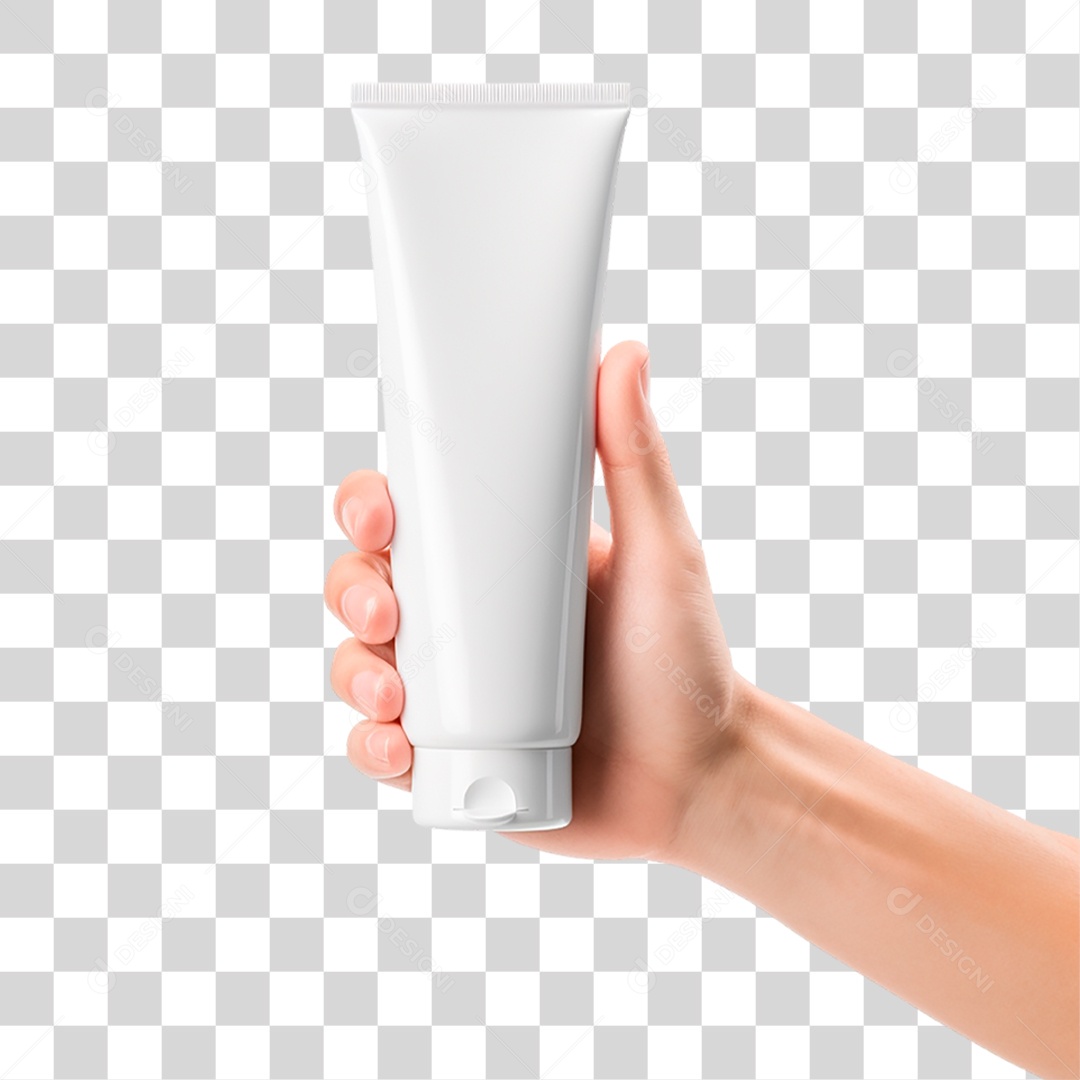 Mão Segurando Tubo de Creme PNG Transparente
