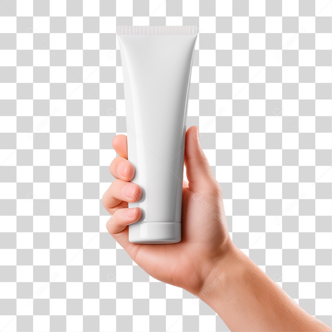 Mão Segurando Tubo de Creme PNG Transparente