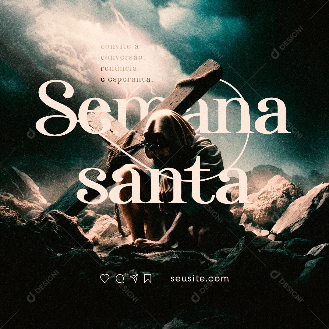 Semana Santa Convite à conversão renúncia e esperança Social Media PSD Editável