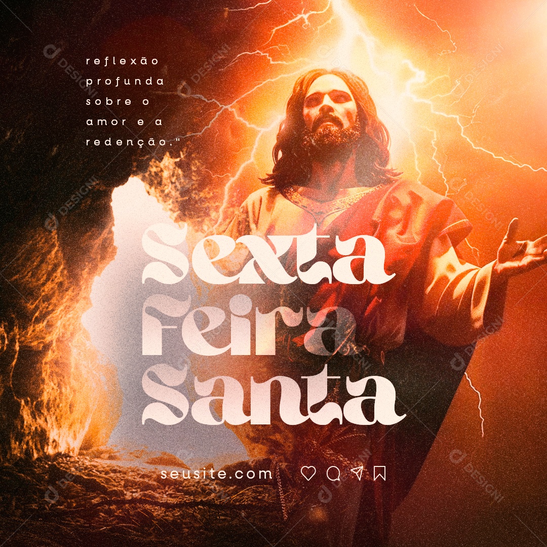 Sexta Feira da Paixão reflexão profunda sobre o amor e a redenção Social Media PSD Editável