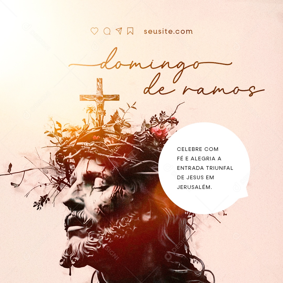Domingo de Ramos Celebre com Fé e Alegria a Entrada Triunfal de Jesus Social Media PSD Editável