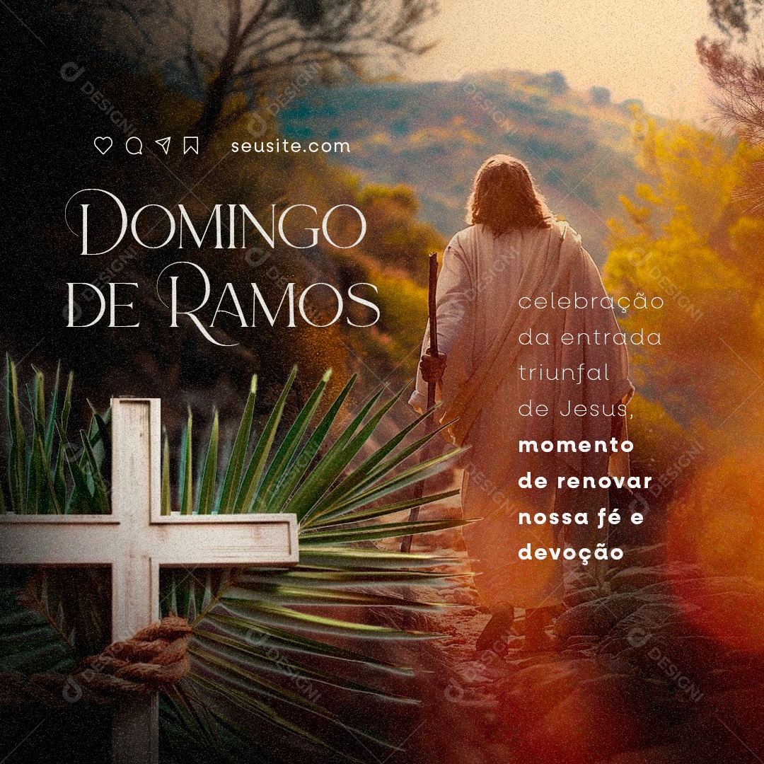 Domingo de Ramos celebração da entrada de Jesus Social Media PSD Editável