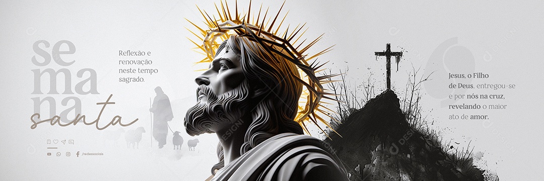 Carrossel Semana Santa Reflexão e renovação neste tempo sagrado Social Media PSD Editável