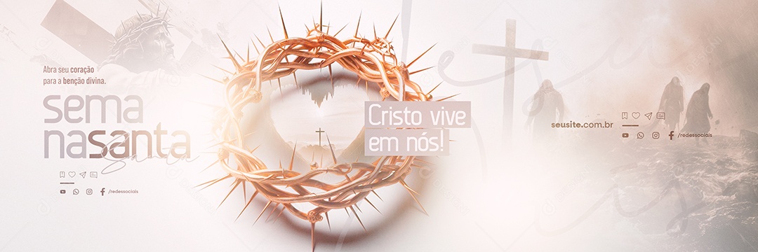Carrossel Semana Santa Cristo vive em nós Social Media PSD Editável