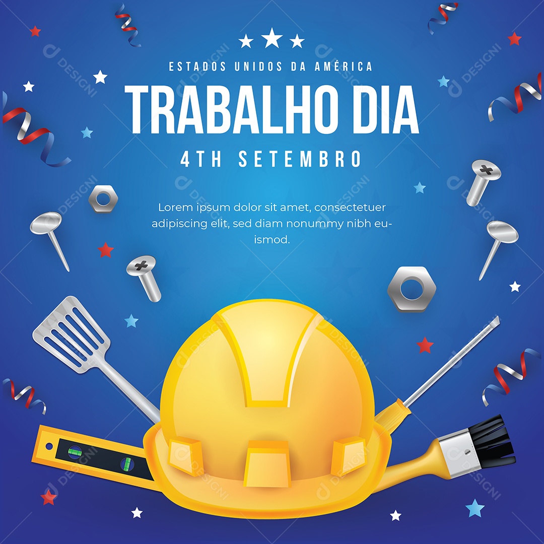 Feliz Dia do Trabalho Ilustração AI Editável
