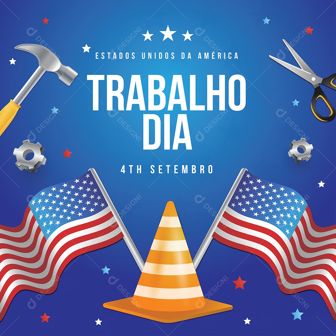 Feliz Dia do Trabalho Ilustração AI Editável