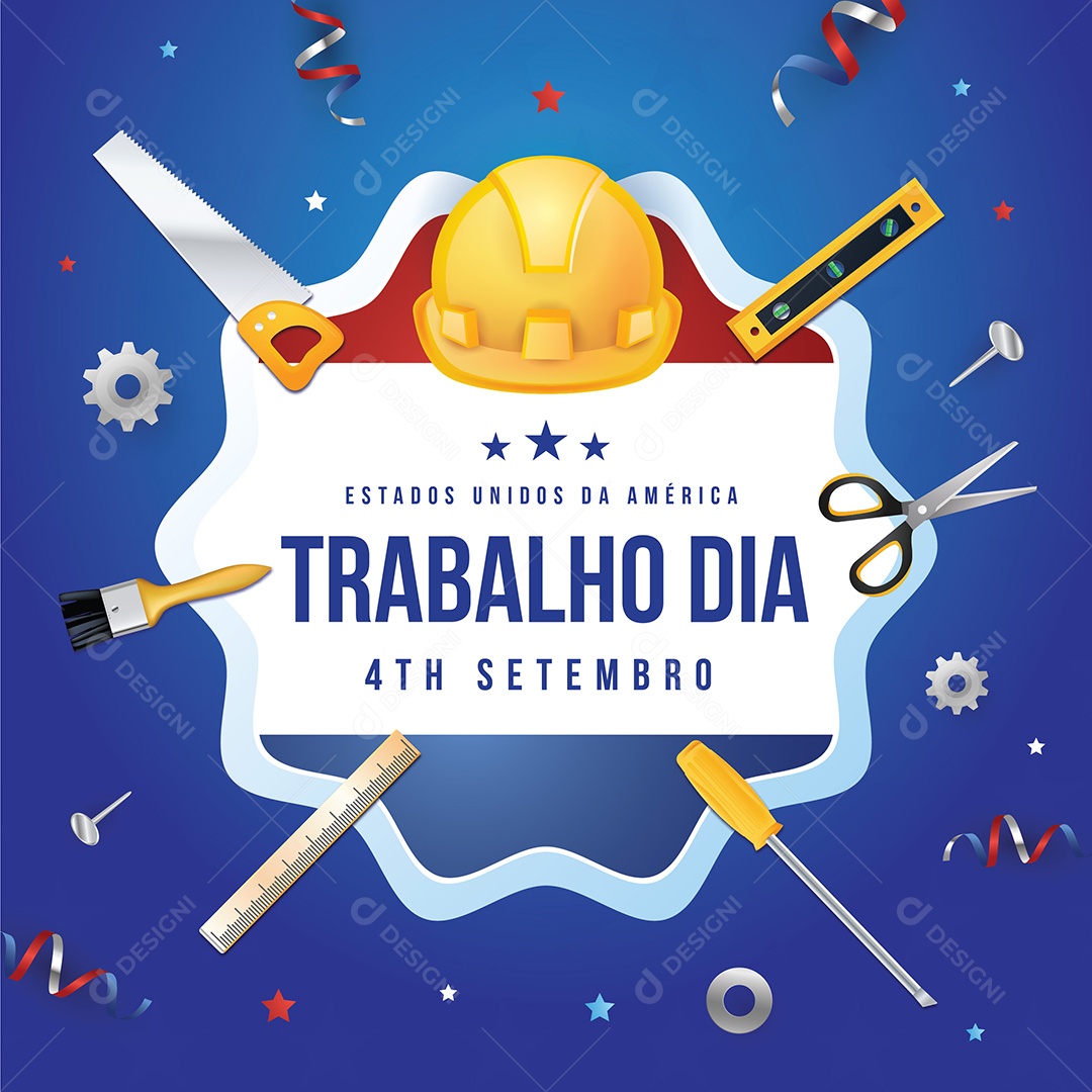 Feliz Dia do Trabalho Ilustração AI Editável