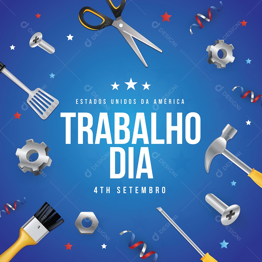 Feliz Dia do Trabalho Ilustração AI Editável