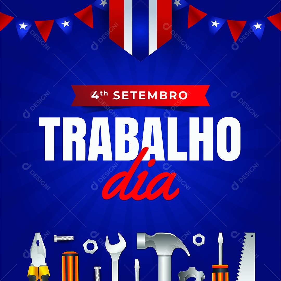 Feliz Dia do Trabalho Ilustração AI Editável