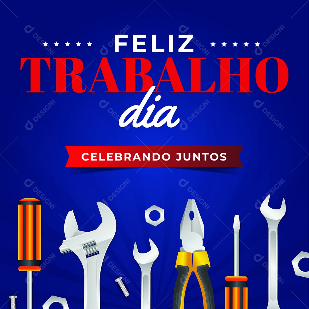 Feliz Dia do Trabalho Ilustração AI Editável