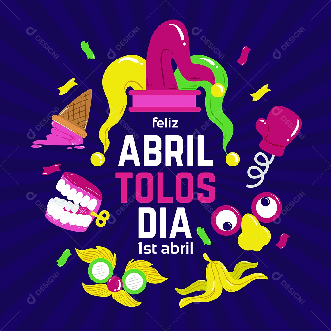 Dia da Mentira 01 de Abril Ilustração AI Editável