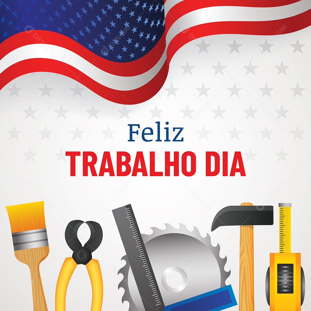 Feliz Dia do Trabalho Ilustração AI Editável