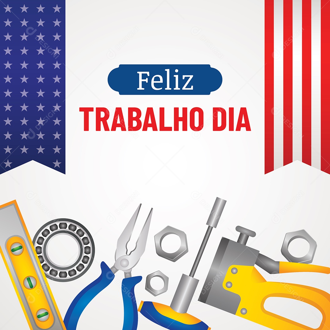 Feliz Dia do Trabalho Ilustração AI Editável