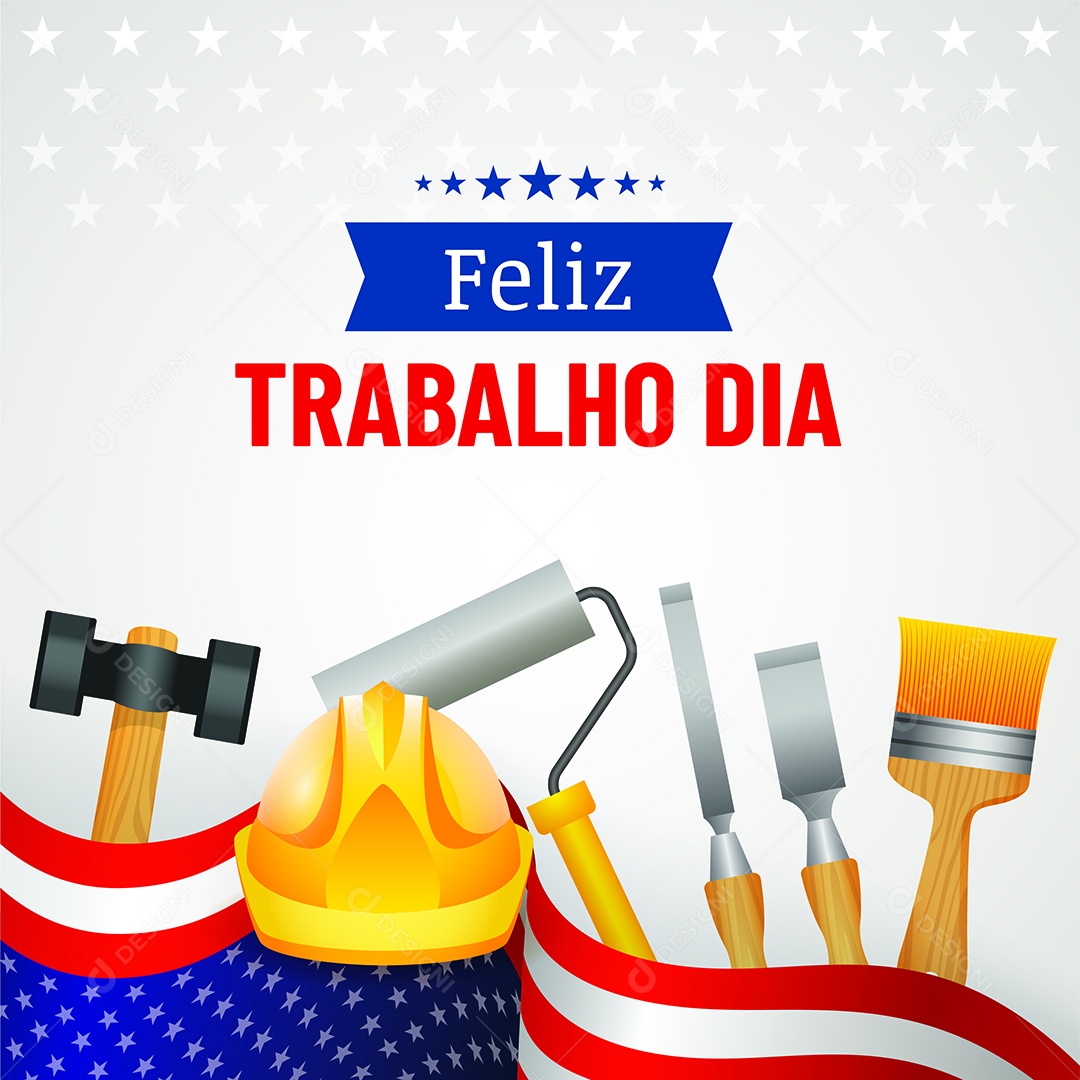 Feliz Dia do Trabalho Ilustração AI Editável