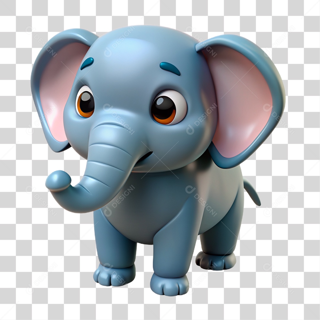 Mascote 3D Elefante PNG Transparente