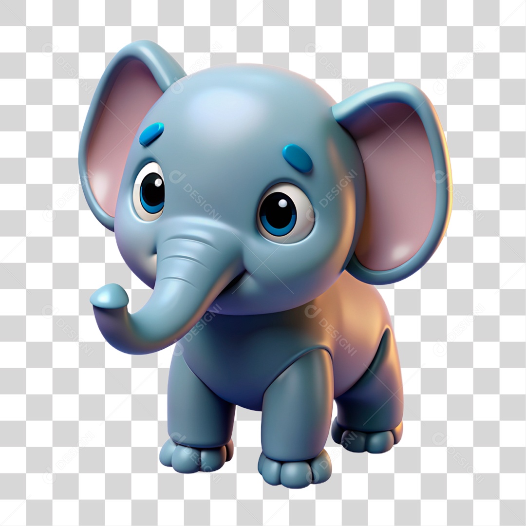 Mascote 3D Elefante PNG Transparente