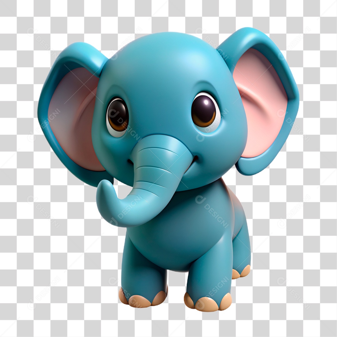 Mascote 3D Elefante PNG Transparente