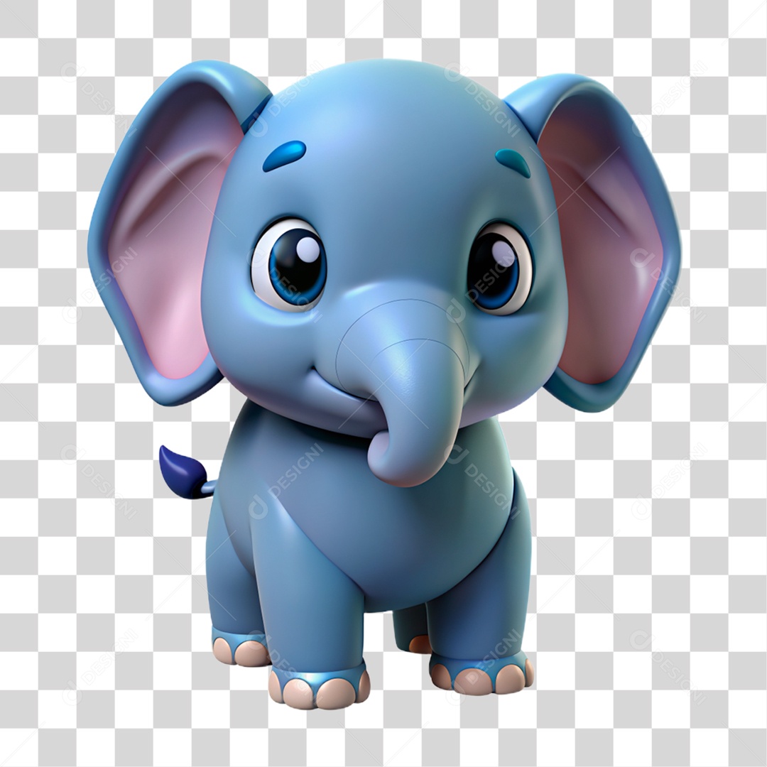 Mascote 3D Elefante PNG Transparente