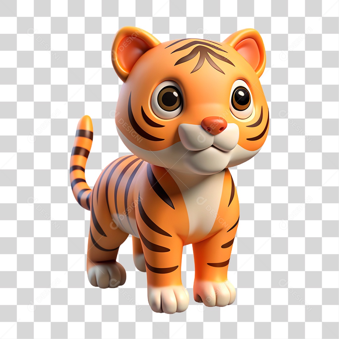 Mascote 3D Tigre PNG Transparente