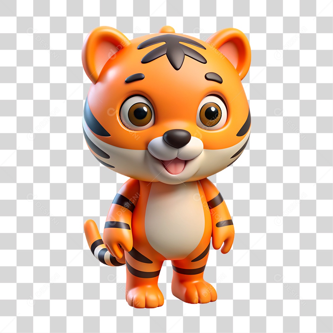 Mascote 3D Tigre PNG Transparente