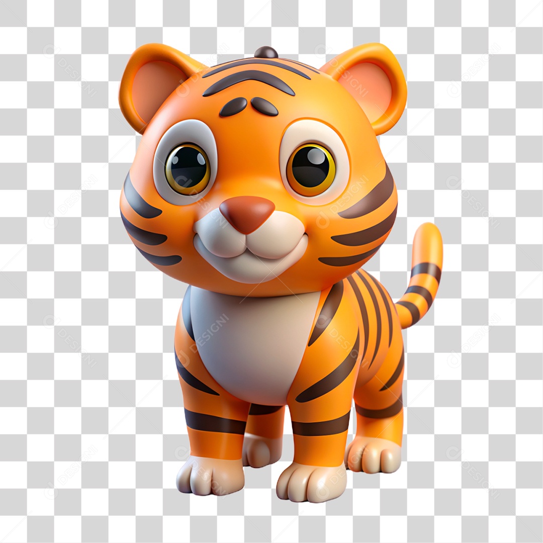 Mascote 3D Tigre PNG Transparente