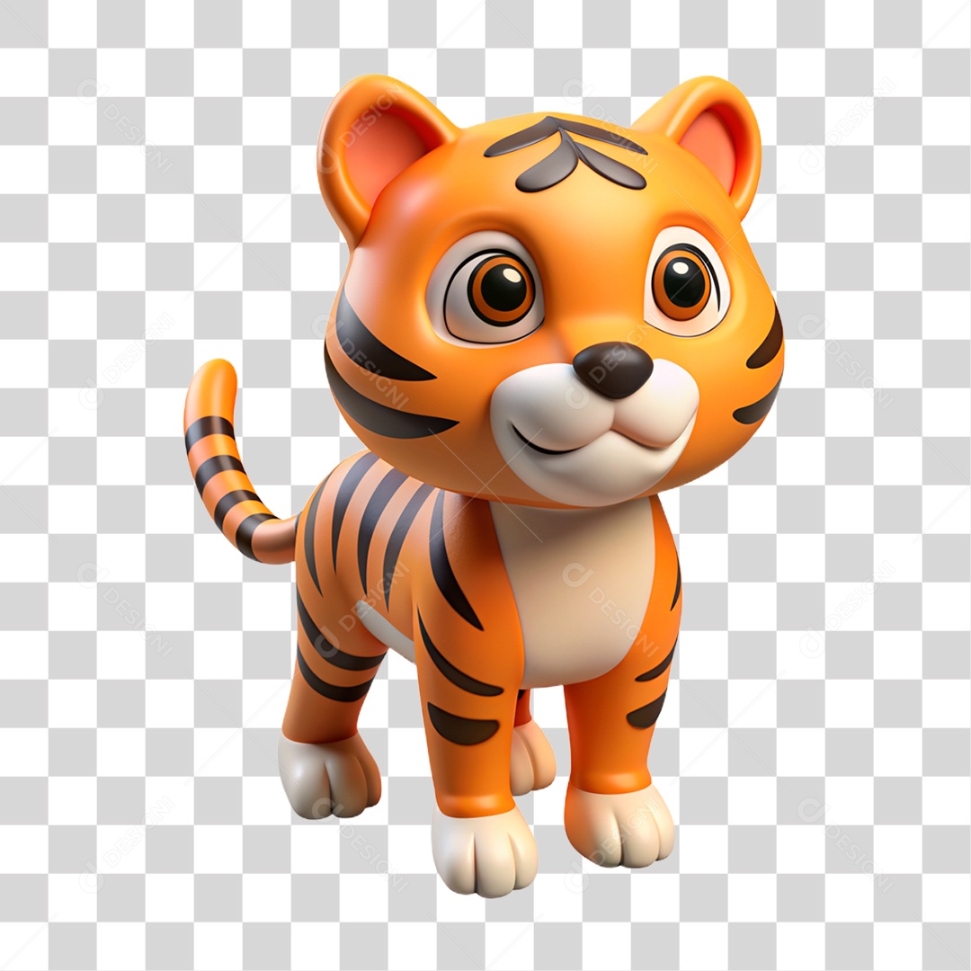 Mascote 3D Tigre PNG Transparente
