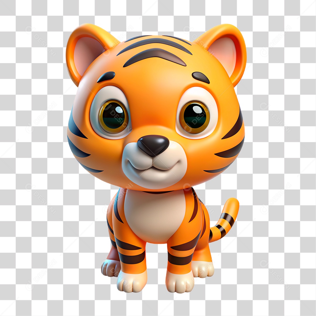 Mascote 3D Tigre PNG Transparente