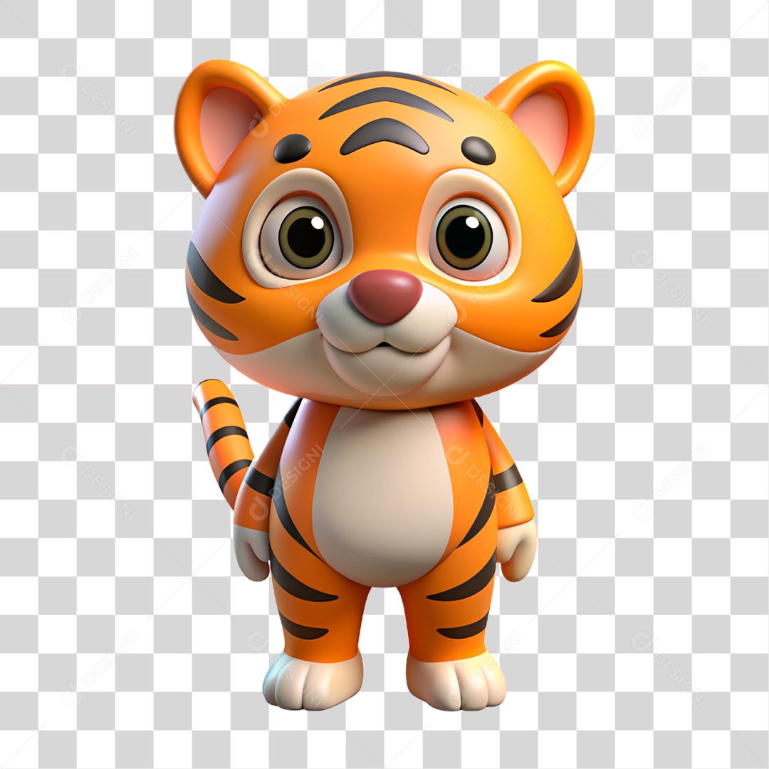 Mascote 3D Tigre PNG Transparente