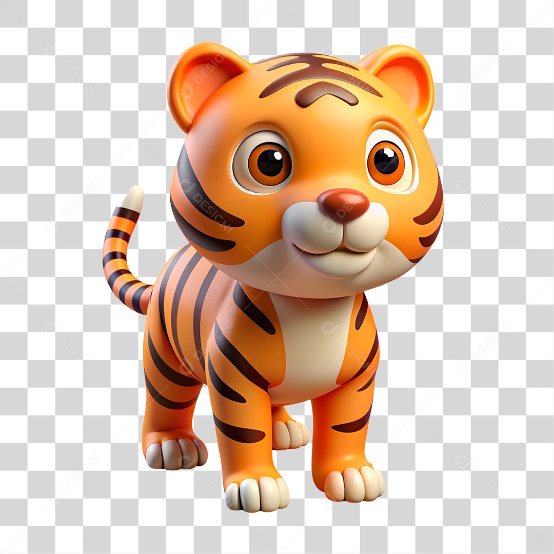 Mascote 3D Tigre PNG Transparente