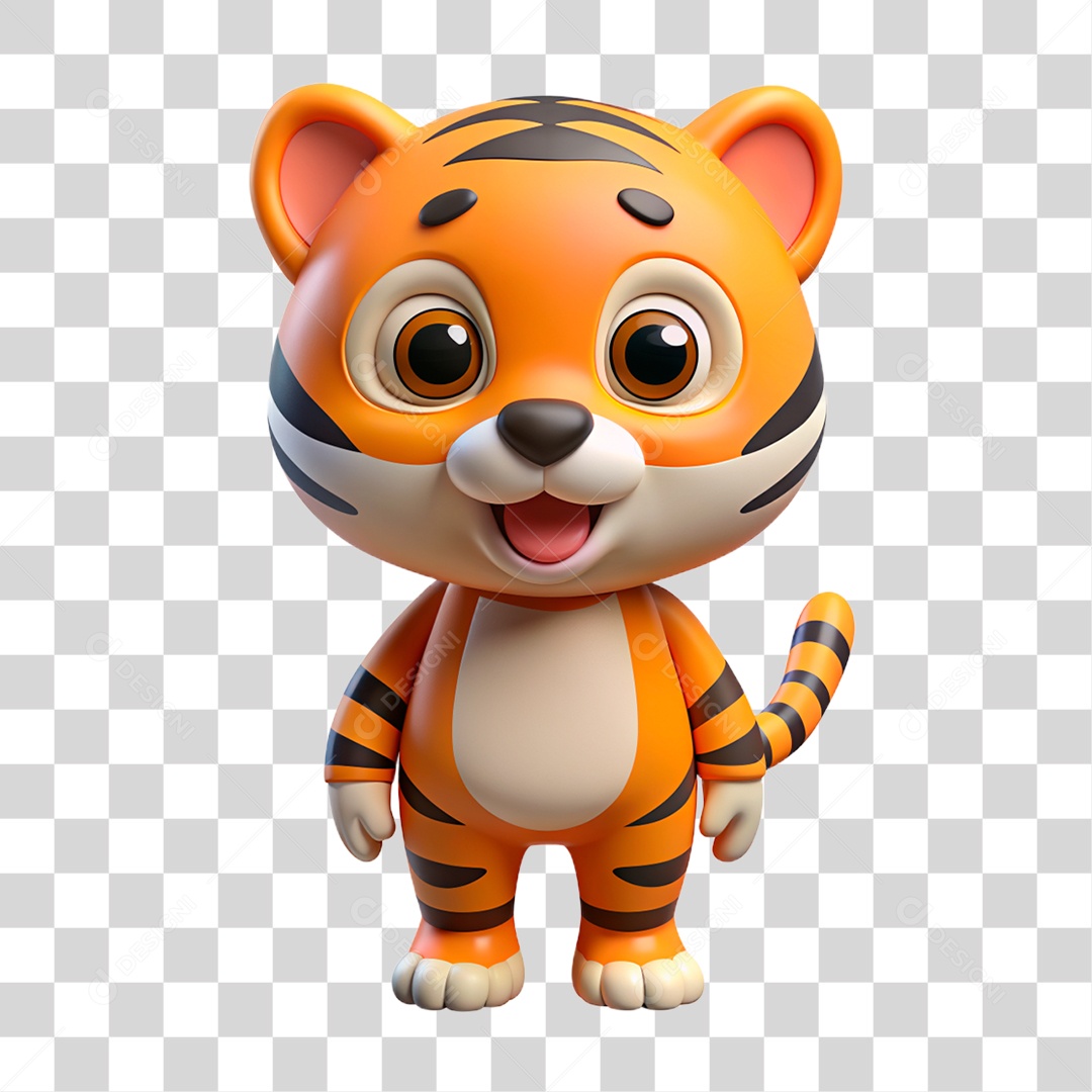 Mascote 3D Tigre PNG Transparente
