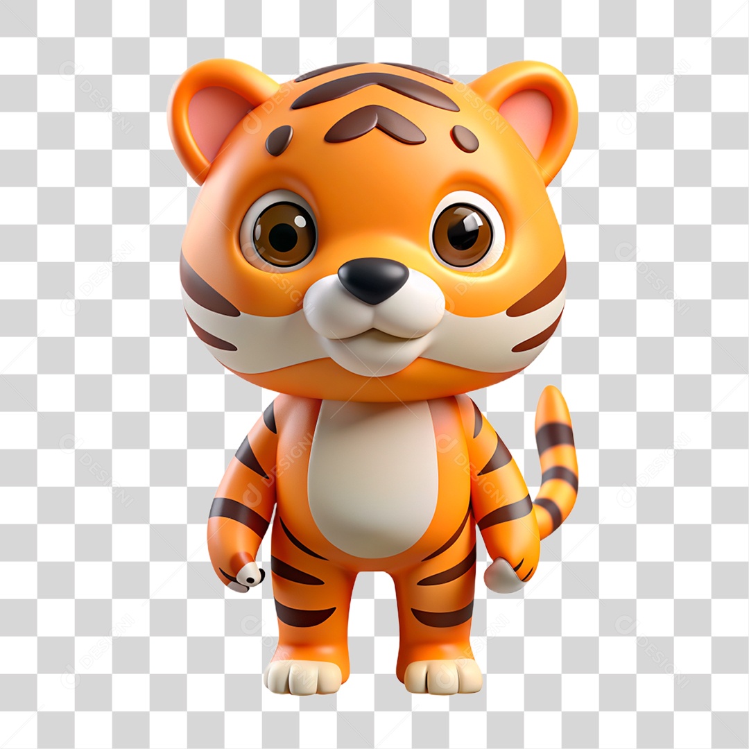 Mascote 3D Tigre PNG Transparente