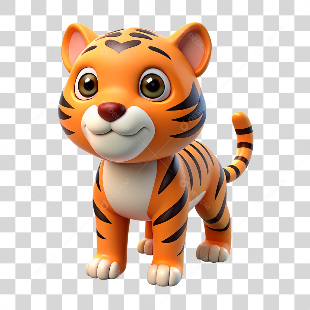 Mascote 3D Tigre PNG Transparente