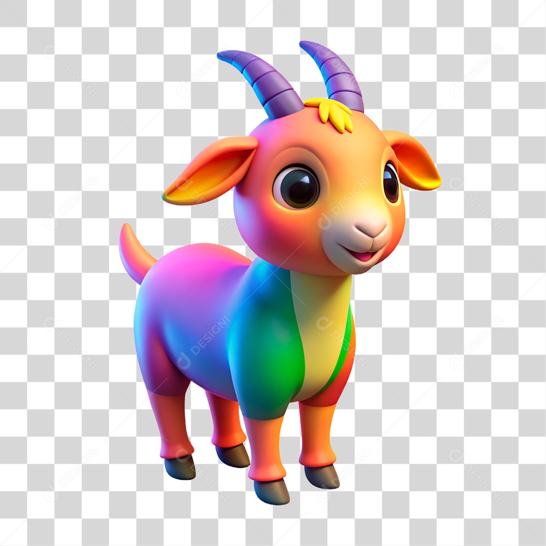 Mascote 3D Cabra PNG Transparente