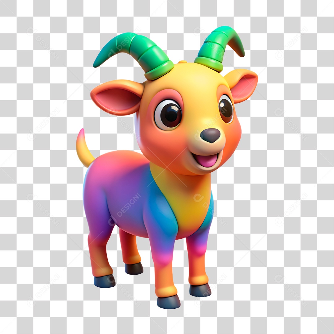 Mascote 3D Cabra PNG Transparente