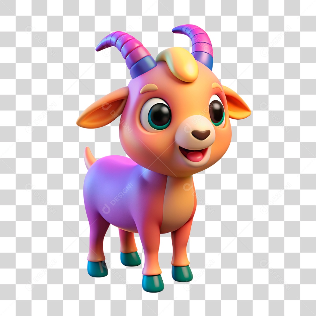 Mascote 3D Cabra PNG Transparente