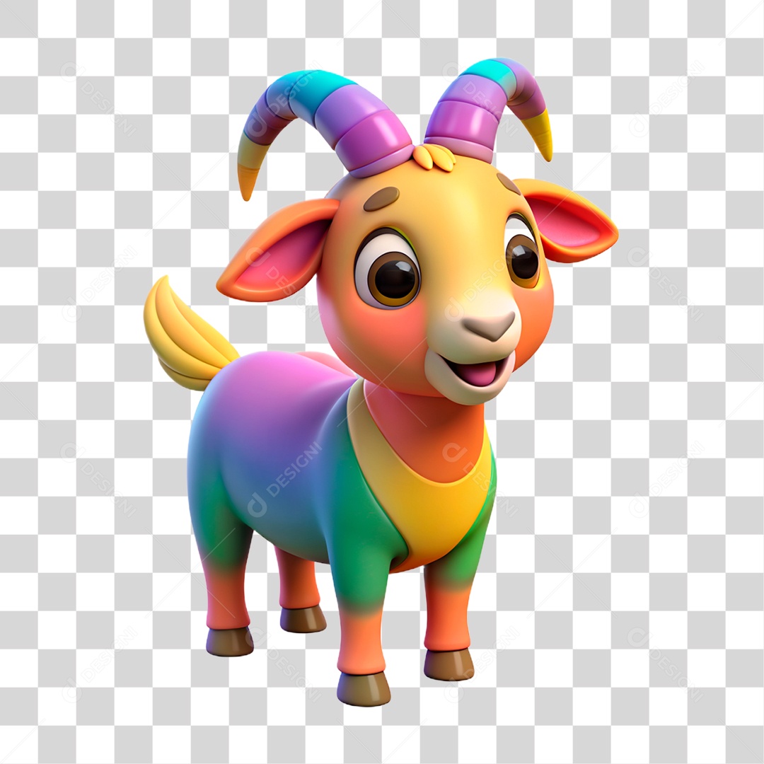 Mascote 3D Cabra PNG Transparente