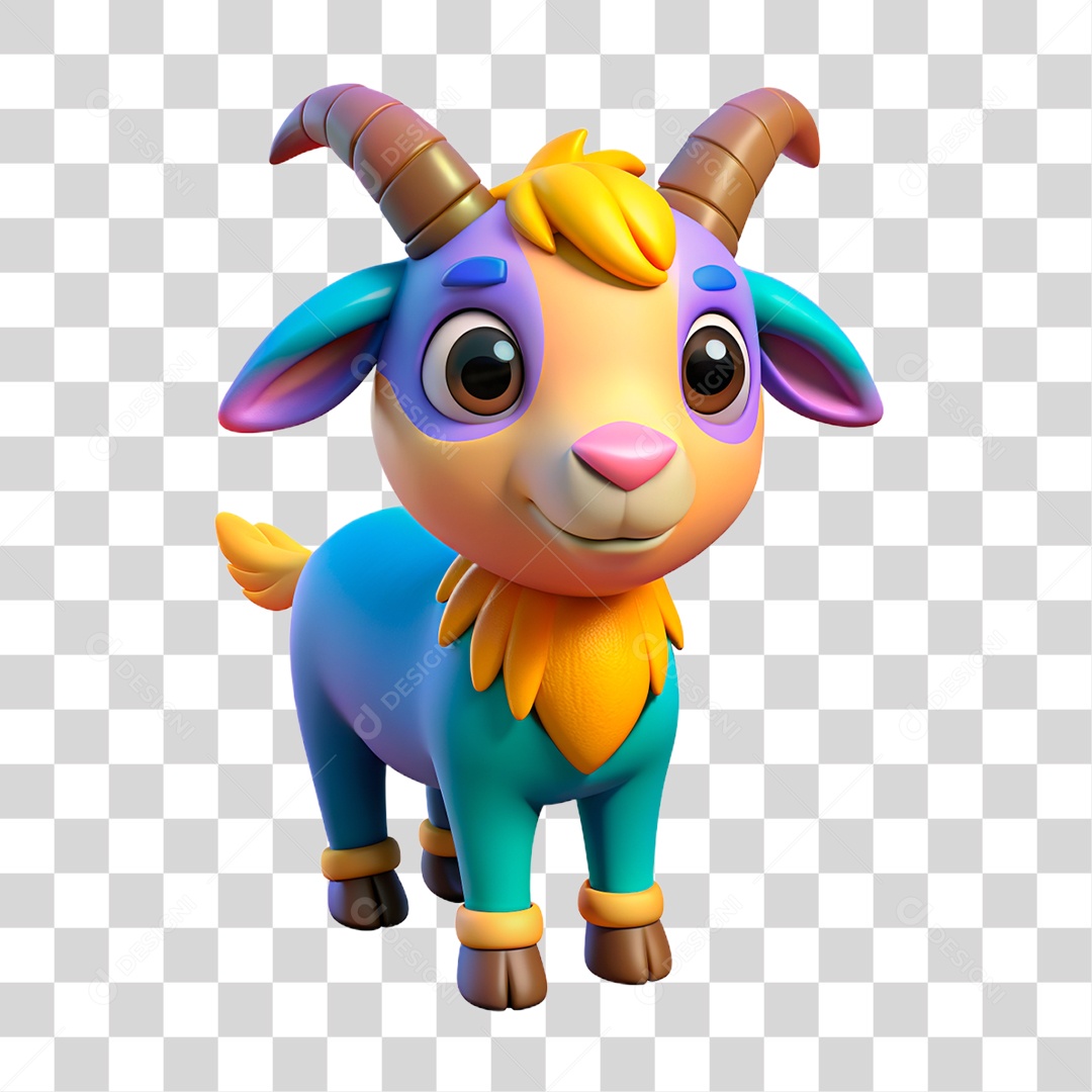 Mascote 3D Cabra PNG Transparente