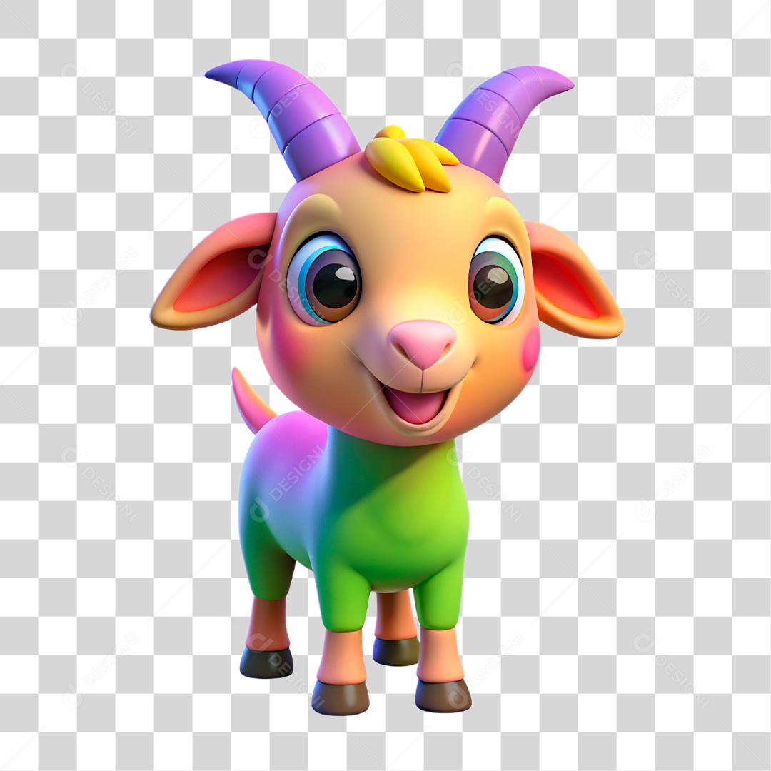 Mascote 3D Cabra PNG Transparente