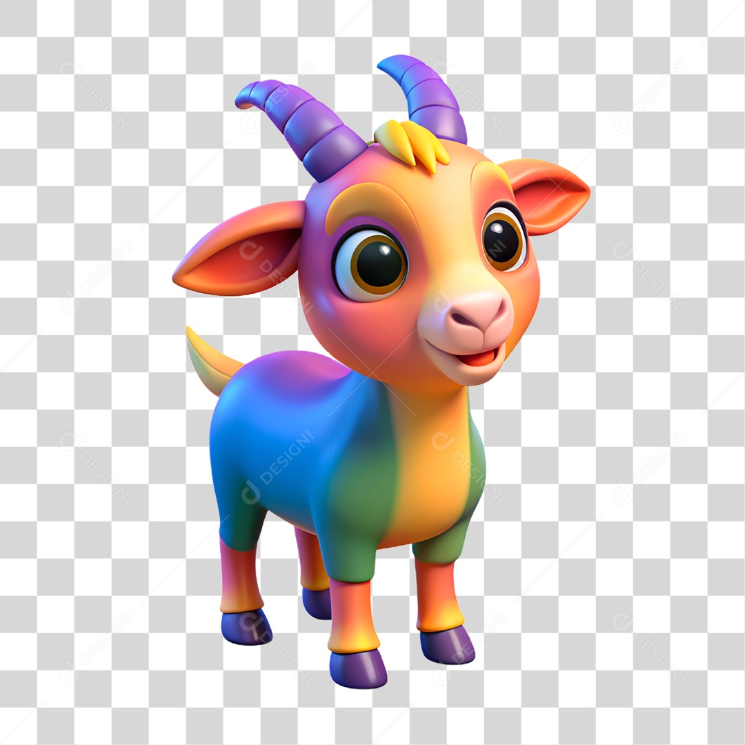 Mascote 3D Cabra PNG Transparente