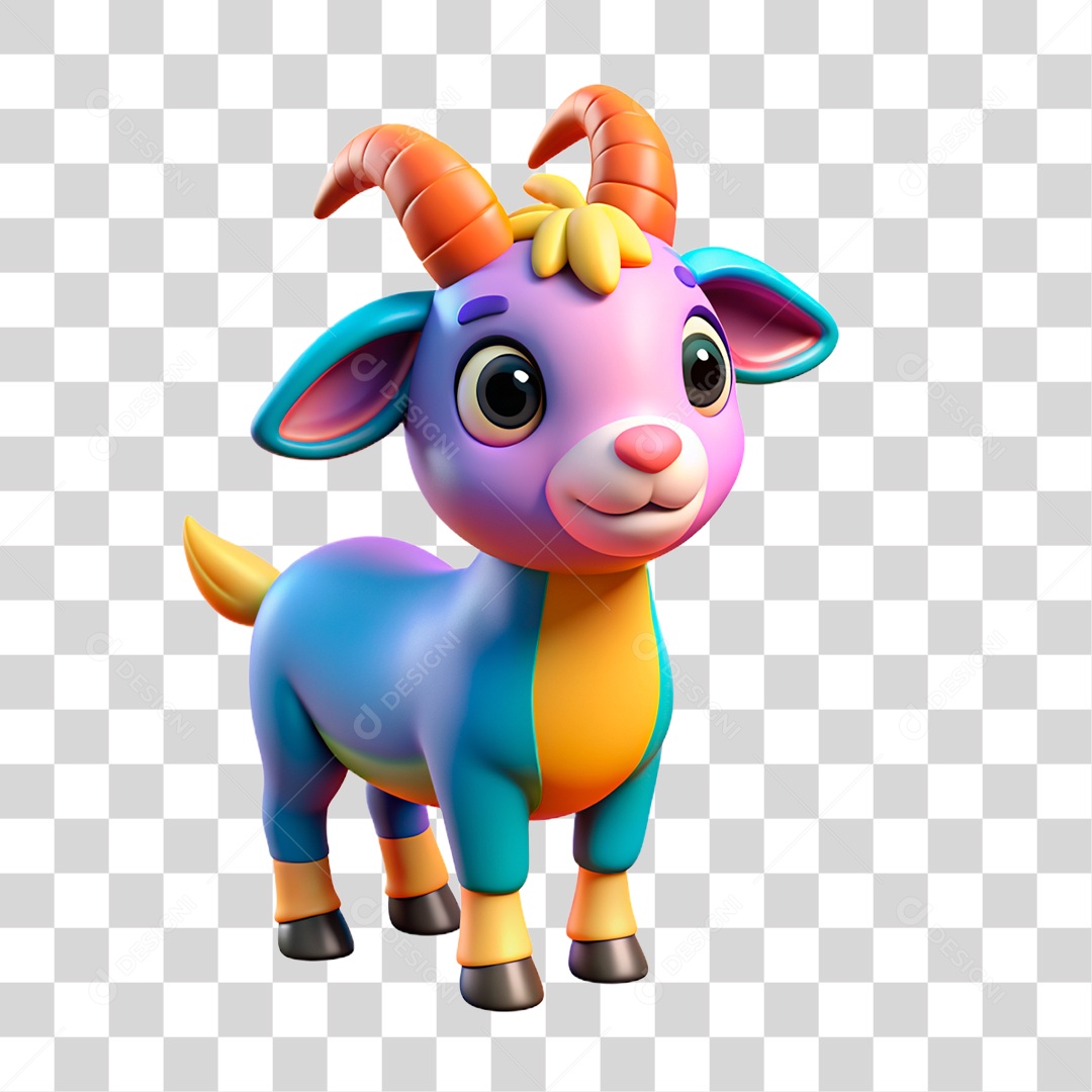 Mascote 3D Cabra PNG Transparente
