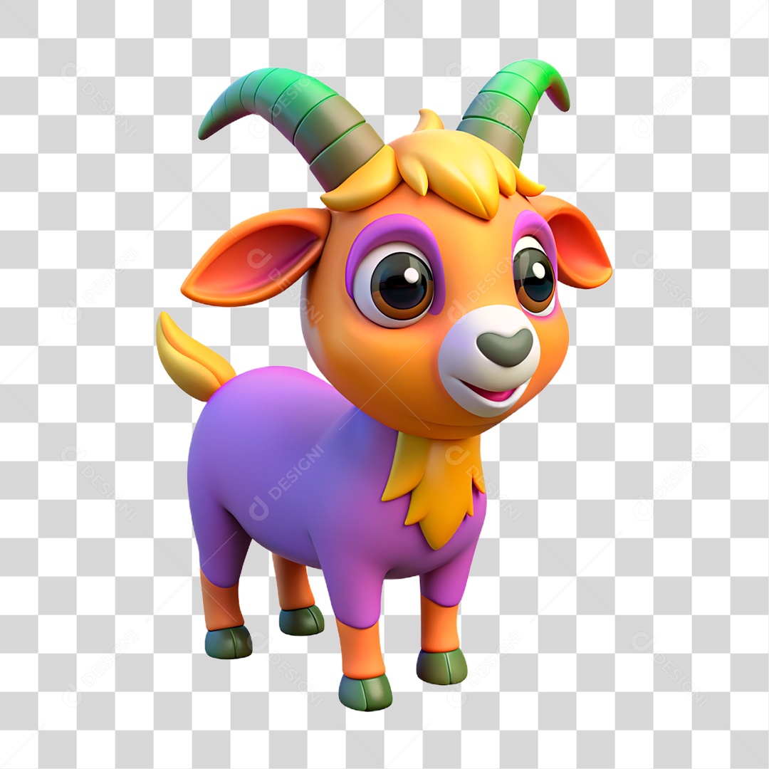 Mascote 3D Cabra PNG Transparente