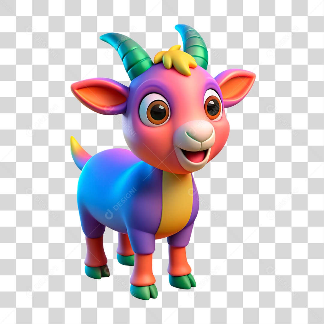 Mascote 3D Cabra PNG Transparente