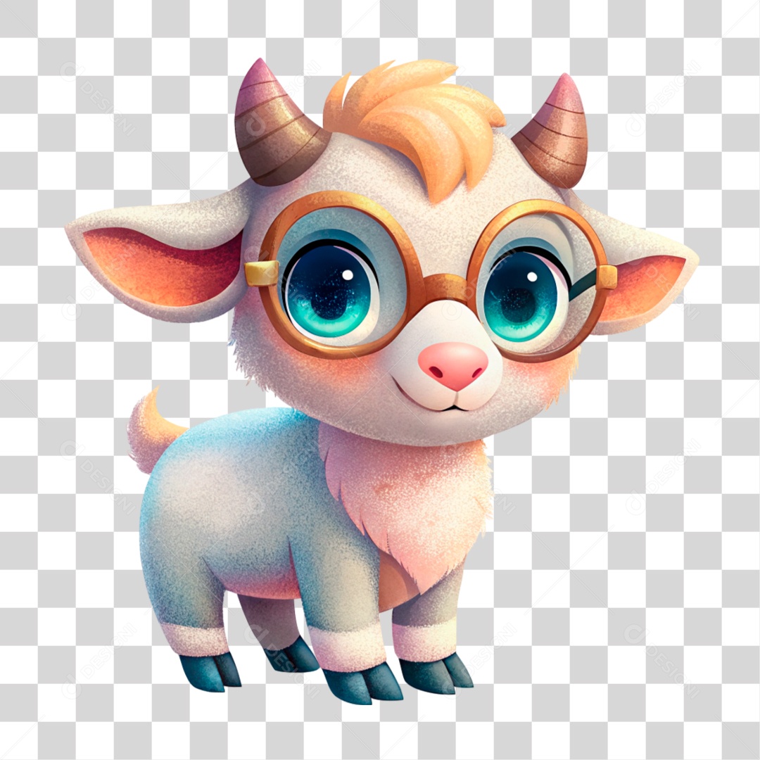 Mascote 3D Cabra PNG Transparente)