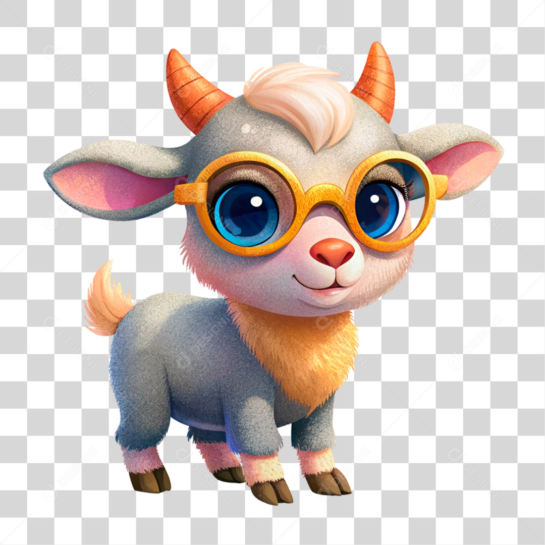 Mascote 3D Cabra PNG Transparente